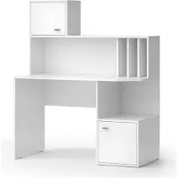 Vicco Scrivania con ripiani Alwin Bianco 115 x 55 cm con 2 porte, Model 50009