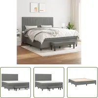 The Living Store Letto a molle con materasso grigio scuro 160x200 cm in tessuto