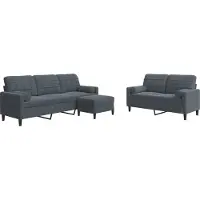 Syfax Set di Divani 3 pz con Cuscini e Rinforzi Grigio Scuro Velluto