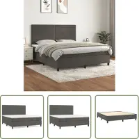 The Living Store Letto a molle con materasso grigio scuro 160x200 cm in velluto