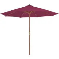 Syfax Ombrellone da Esterni con Palo in Legno 300 cm Rosso Bordò
