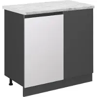 Vicco Mobile ad angolo cucina R-Line Bianco 86 cm J-Shape PL Marmo, Model 45566