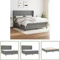 The Living Store Letto a molle con materasso grigio scuro 180x200 cm in tessuto