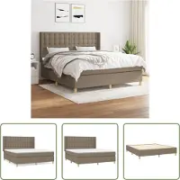 The Living Store Letto a molle con materasso Taupe 160x200 cm in tessuto
