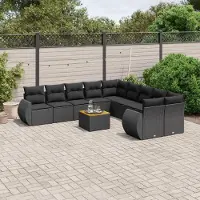Prolenta Maison Exclusive - Set Divani da Giardino 11 pz con Cuscini in Polyrattan Nero