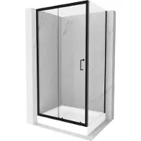 Mexen Apia cabina doccia scorrevole 120 x 90 cm, trasparente, nera + piatto doccia Rio - 840-120-090-70-00-4510