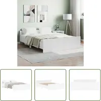 The Living Store Struttura letto con testiera e pediera bianca 140x190 cm