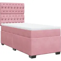 vidaXL Letto a molle con materasso rosa 90x190 cm in velluto