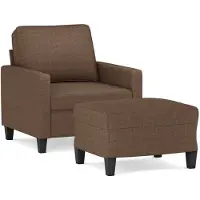 vidaXL Poltrona con sgabello marrone 60 cm in tessuto