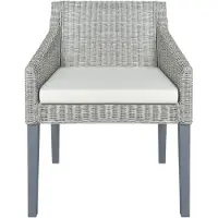 Syfax Sedia da Pranzo con Cuscino Grigio in Rattan Naturale