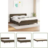 The Living Store Letto a molle con materasso marrone scuro 180x200 cm in tessuto