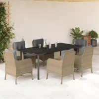 Prolenta Maison Exclusive - Set da Pranzo da Giardino 7 pz con Cuscini Beige in Polyrattan