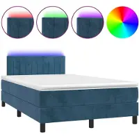 Syfax Letto a Molle con Materasso e LED Blu Scuro 120x200cm