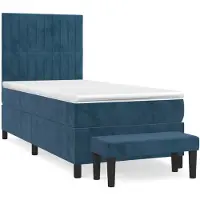 Syfax Giroletto a Molle con Materasso Blu Scuro 90x190 cm in Velluto