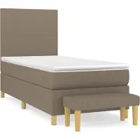 vidaXL Letto a molle con materasso Taupe 90x190 cm in tessuto