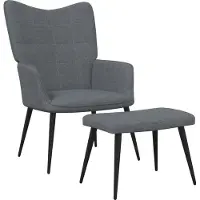 Syfax Sedia Relax con Sgabello Grigio Scuro in Tessuto