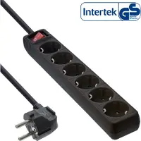 InLine 16461S Striscia di prese, contatto di terra a 6 vie, con interruttore, 1,5 m, nero