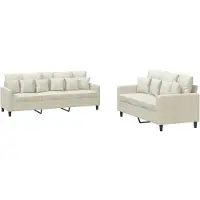vidaXL Set divano 2 pezzi con cuscini in velluto crema