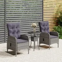 Prolenta Maison Exclusive - Set da giardino da 3 pezzi in polyrattan grigio