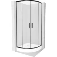 Mexen Rio cabina doccia semicircolare 80 x 80 cm, smerigliato, nero + piatto doccia Rio, bianco - 863-080-080-70-30-4710