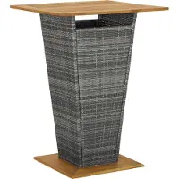 Syfax Tavolino da Tè Grigio 80x80x110 cm Polyrattan e Massello Acacia