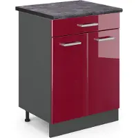 Vicco Mobiletto base per cucina R-Line Rosso lucido 60 cm , PL Antracite, Model 45860