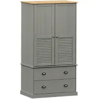 Syfax Armadio VIGO 90x55x170 cm in Legno Massello di Pino Grigio