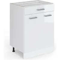 Vicco Mobiletto base per cucina R-Line Bianco lucido 60 cm con cassetto, senza piano di lavoro, Model 29244