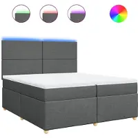 Syfax Giroletto a Molle con Materasso Grigio Scuro 200x200 cm Tessuto