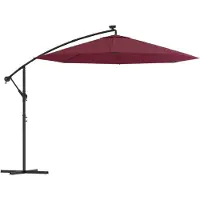 Syfax Ombrellone a Sbalzo con LED e Palo in Acciaio 300 cm Rosso Vino