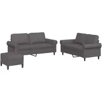 Syfax Set di Divani 3 pz con Cuscini Grigio in Pelle finta