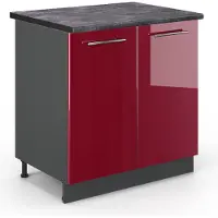 Vicco Mobiletto base cucina Fame-Line Bordeaux lucido/Antracite 80 cm piano di lavoro Antracite, Model 45958