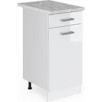 Vicco Mobiletto base per cucina R-Line Bianco lucido 40 cm , PL Marmo, Model 29237