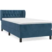 Syfax Giroletto a Molle con Materasso Blu Scuro 90x200 cm in Velluto
