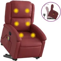 Syfax Poltrona Alzapersone Massaggi Reclinabile Rosso Vino Pelle finta