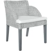 Syfax Sedie da Pranzo con Cuscini 2 pz Grigi in Rattan Naturale