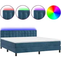 Syfax Letto a Molle con Materasso e LED Blu Scuro 160x200 cm