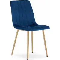 Leobert Sedia LAVA - velluto blu navy / gambe in legno x 1