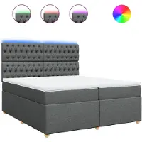 Syfax Giroletto a Molle con Materasso Grigio Scuro 200x200 cm Tessuto