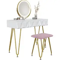 Vicco Tavolo da toeletta Ruby Bianco 100 cm con specchio LED e sgabello, Model 36917