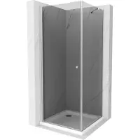 Mexen Pretoria cabina doccia con porta a battente 100 x 100 cm, grafite, cromo + piatto Flat - 852-100-100-01-40-4010