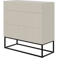 Selsey Veldio - Comodino a 3 cassetti, grigio-beige con struttura in metallo nero, 90 cm