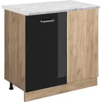 Vicco Mobile ad angolo cucina R-Line Nero lucido 86 cm PL Marmo, Model 45431
