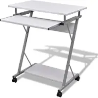 Syfax Tavolo Scrivania per Computer con Ripiano Estraibile Bianco