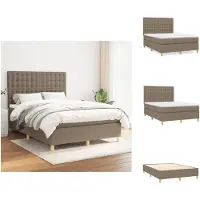 vidaXL Letto a molle con materasso in tessuto taupe 140x190 cm - Letti e strutture letto