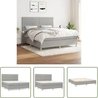 The Living Store Letto a molle con materasso grigio chiaro 180x200 cm in tessuto