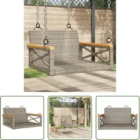 The Living Store Sedia sospesa grigia 63x62x40 cm Poly Rattan
