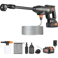 Vevor idropulitrice a batteria idropulitrice a batteria pistola a pressione (220W 21V, 40bar, per la pulizia e l'irrigazione mobile, 4L/min, accessori inclusi, caricabatterie)