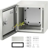 Vevor Scatola in acciaio NEMA, 8 x 8 x 6" Scatola per interruttori in acciaio NEMA 4X, IP66 impermeabile e antipolvere, scatola di connessione elettrica per uso esterno/interno