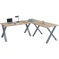 VCM Scrivania in legno | Piatto angolare da scrivania | 220x160 | L Forma Sinistra o Destra | Piatto da tavolo di lavoro 80 cm Profondo | Mobili da ufficio per tavolo per computer - Lona X